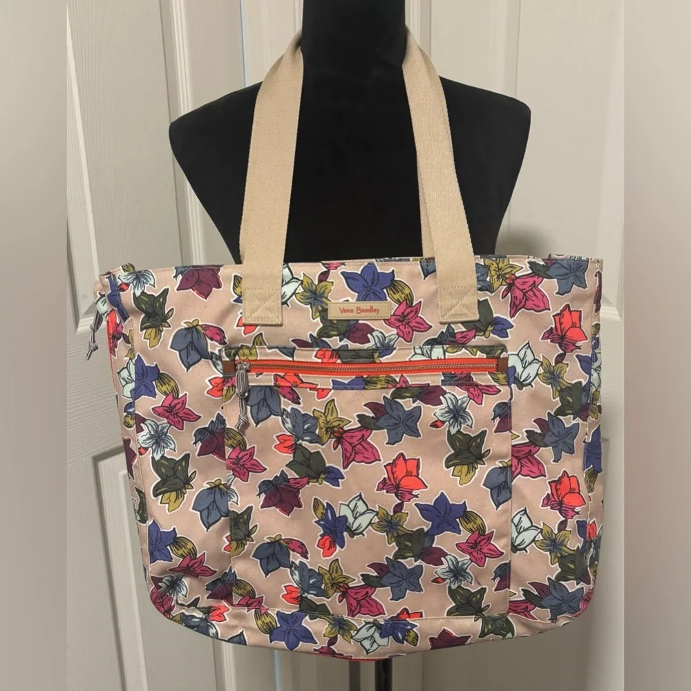 Vera Bradley Lighten Up Expandable Travel Tote Falling Flowers - Picture 2 of 10